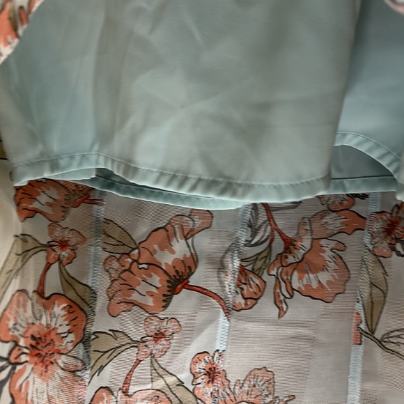 J.O.A. Light blue & coral floral midi dress S - Picture 7 of 13
